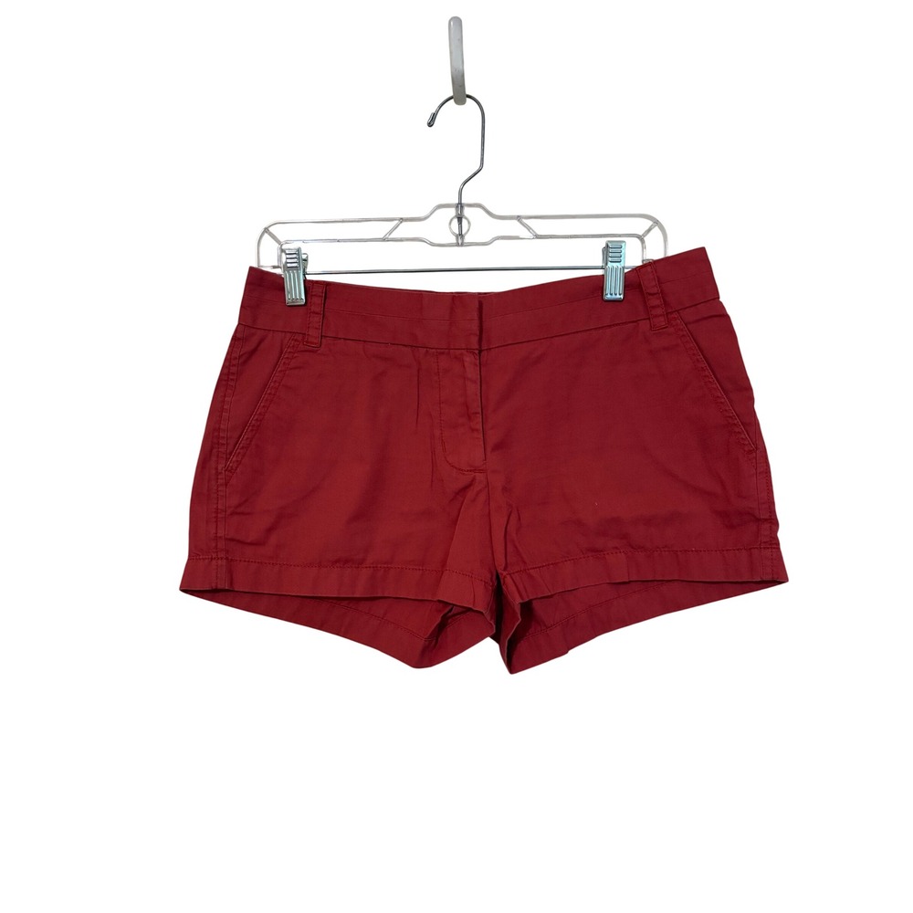 J.Crew Womens Broken-In Chino Shorts Red Size 4 Cotton Mid Rise Casual Preppy